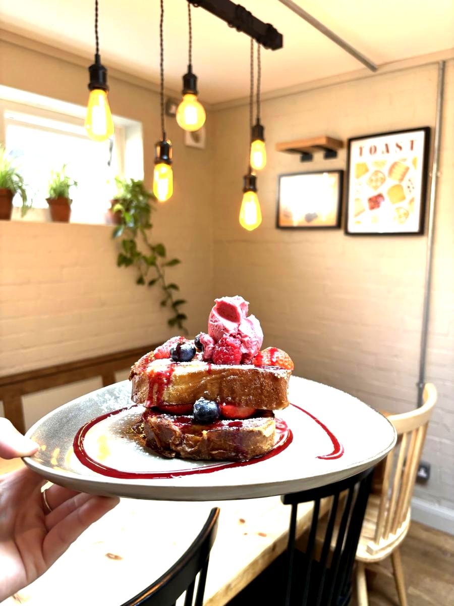 Berry compote French toast at Burnt Toast